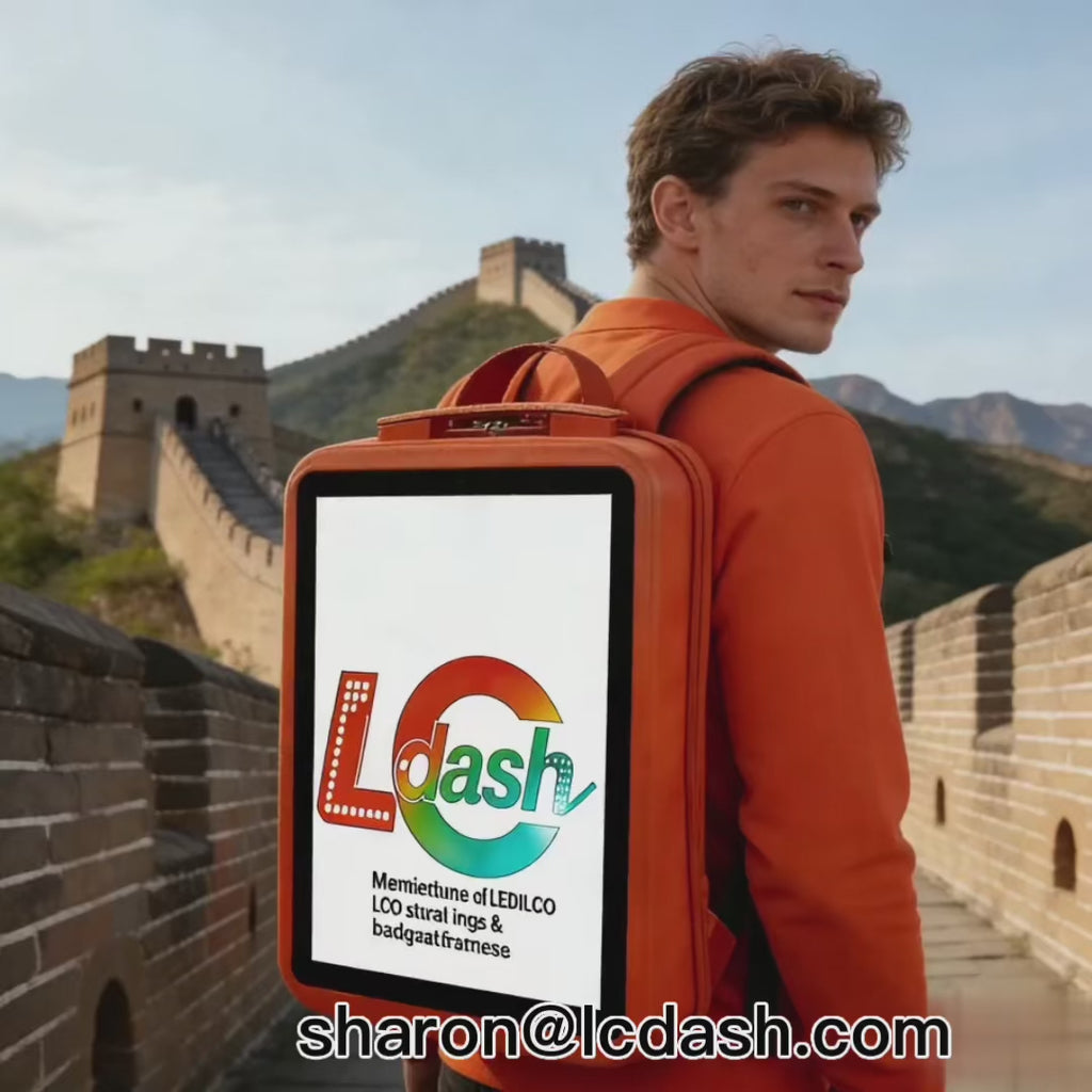 Wholesale & custom LCD backpacks. High-brightness LED screen, programmable, waterproof. OEM/ODM available. Contact for bulk price.