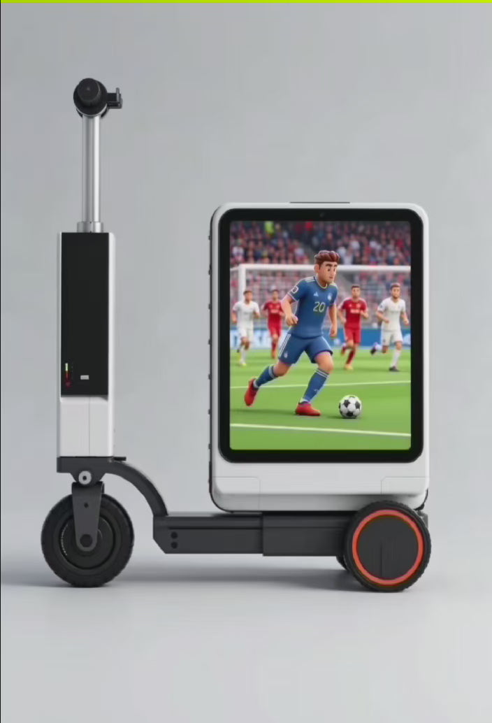 21 Inch Smart Electric LCD Suitcase • 16km Long Range for outdoor street / mall roadshow / scenic spot / nightclub parade